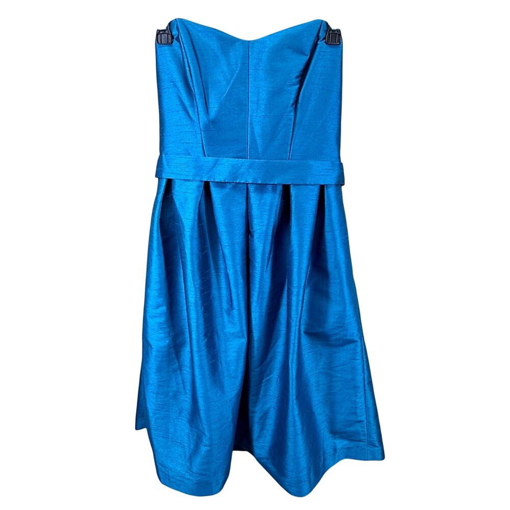 Alfred Sung Cocktail Evening Dress Strapless Taffeta w/Pockets Blue Size 8